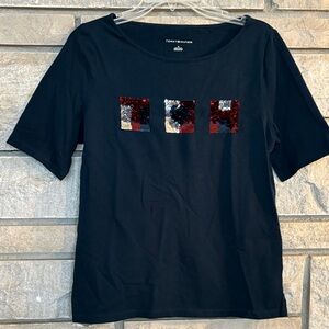 Tommy Hilfiger Navy Sequined Logo Tee